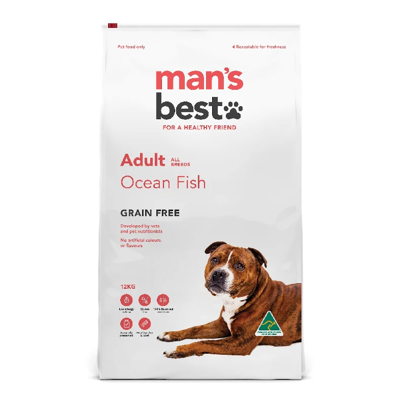 Mans Best Adult Premium Grain Free Ocean Fish Dry Dog Food 12kg