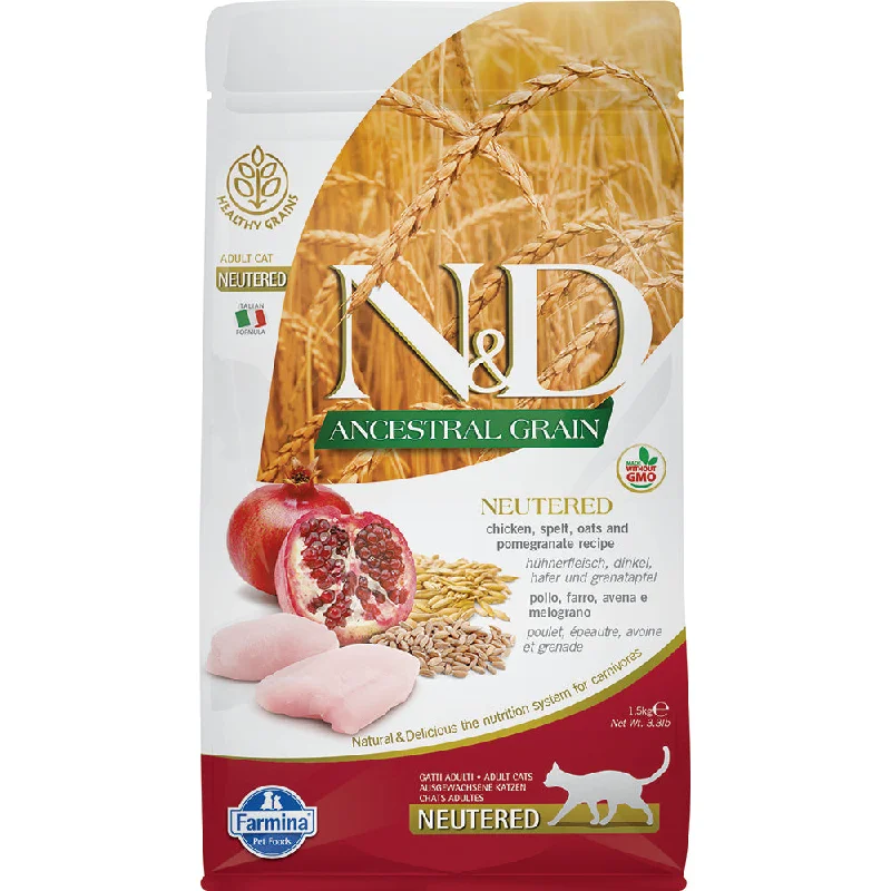 Farmina N&D Ancestral Grain Chicken & Pomegranate Recipe Neutered Cat Dry Food