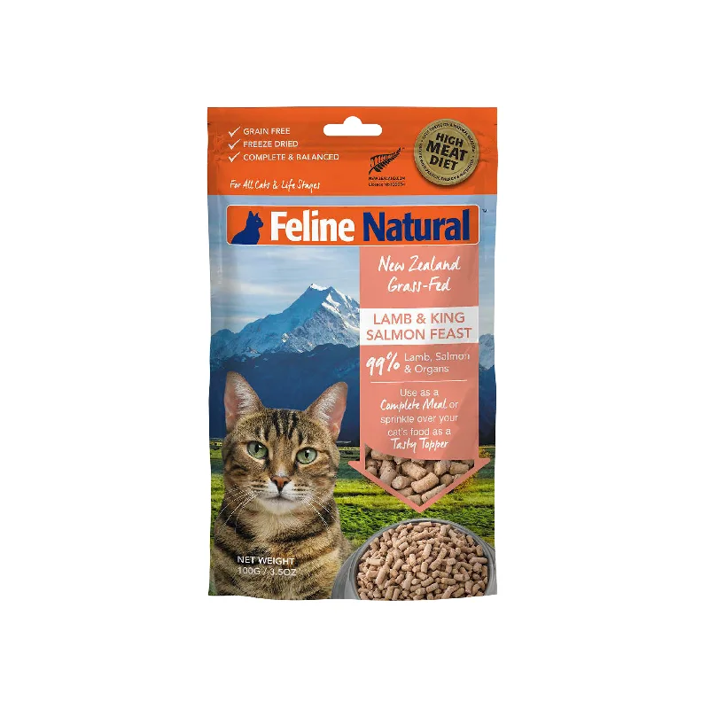 Feline Natural Grain Free Freeze Dried Cat Food Lamb & Salmon