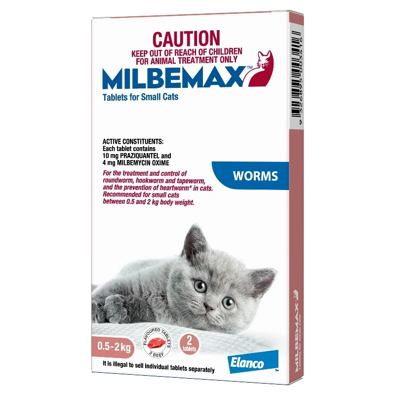 Milbemax Allwormer Tablets for Small Cats 0.5-2kg 2 Pack