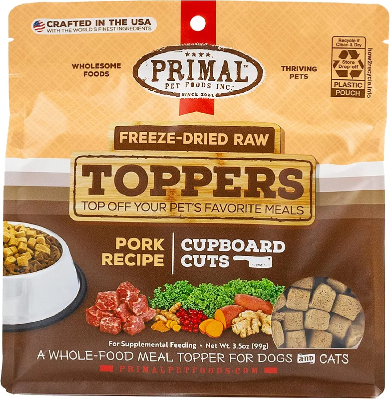 Primal Cupboard Cuts Freeze-Dried Raw Pork Meal Topper for Dogs and Cats