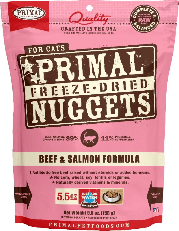 Primal Freeze Dried Nuggets Grain Free Beef & Salmon Formula Cat Food