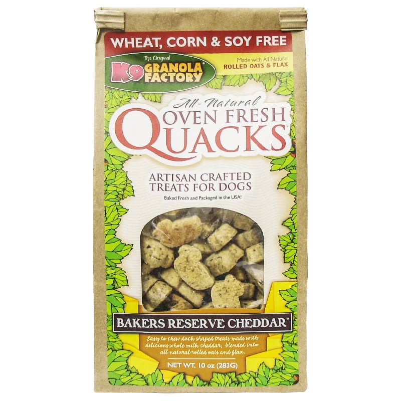 K9 Granola Factory Oven Fresh Quacks Bakers Reserve Cheddar Dog Treats