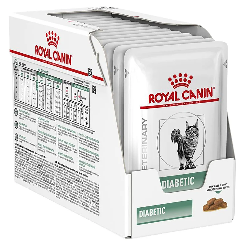 Royal Canin Veterinary Diet Cat Diabetic Wet Food Pouches 85g x 12