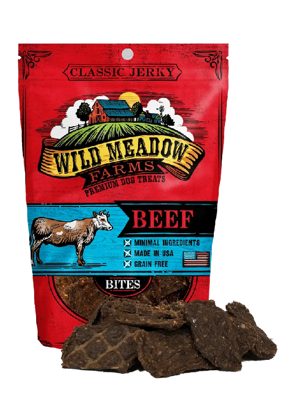 Wild Meadow Farms Classic Beef Jerky Bites Treats for Dogs